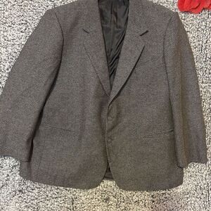 VTG Men's Black Herringbone Wool Blazer Size 42 Sport Blazer (United States)